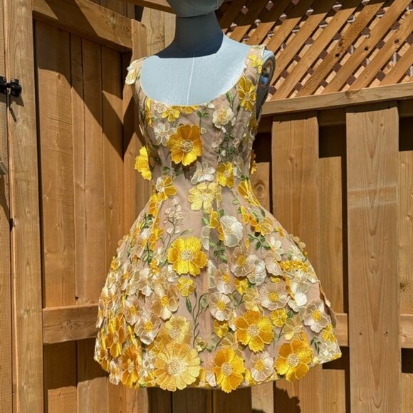 🆕 BRONX & BANCO 🧿 NWOT Jasmine Maraya Structured Mini Dress, Yellow Sz S US 4 - Picture 3 of 16